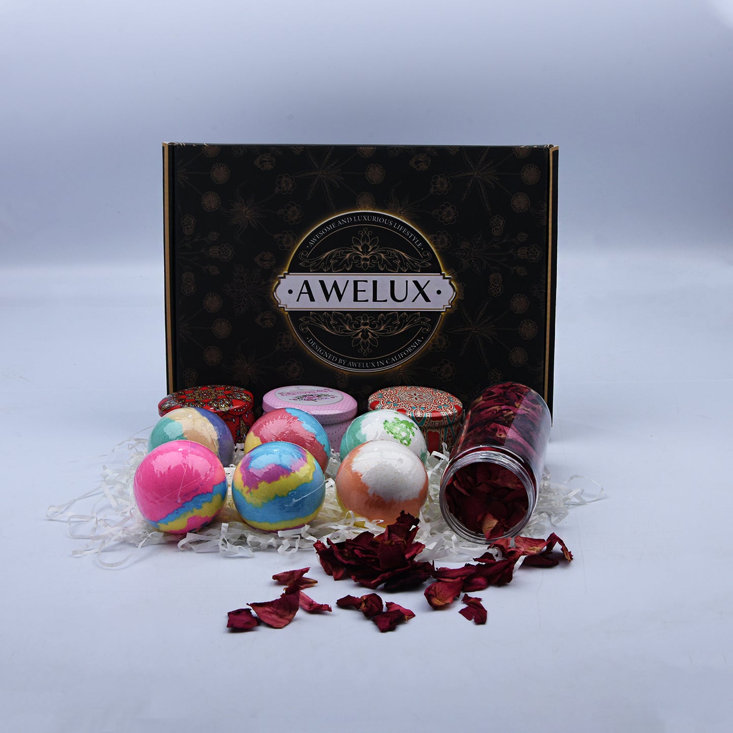 Awelux Bath Bombs Gift Set,USA Design 6 Relaxing Scents Cocoa & Shea Butter Natural Bath Bombs Moisturizing Dry Skin