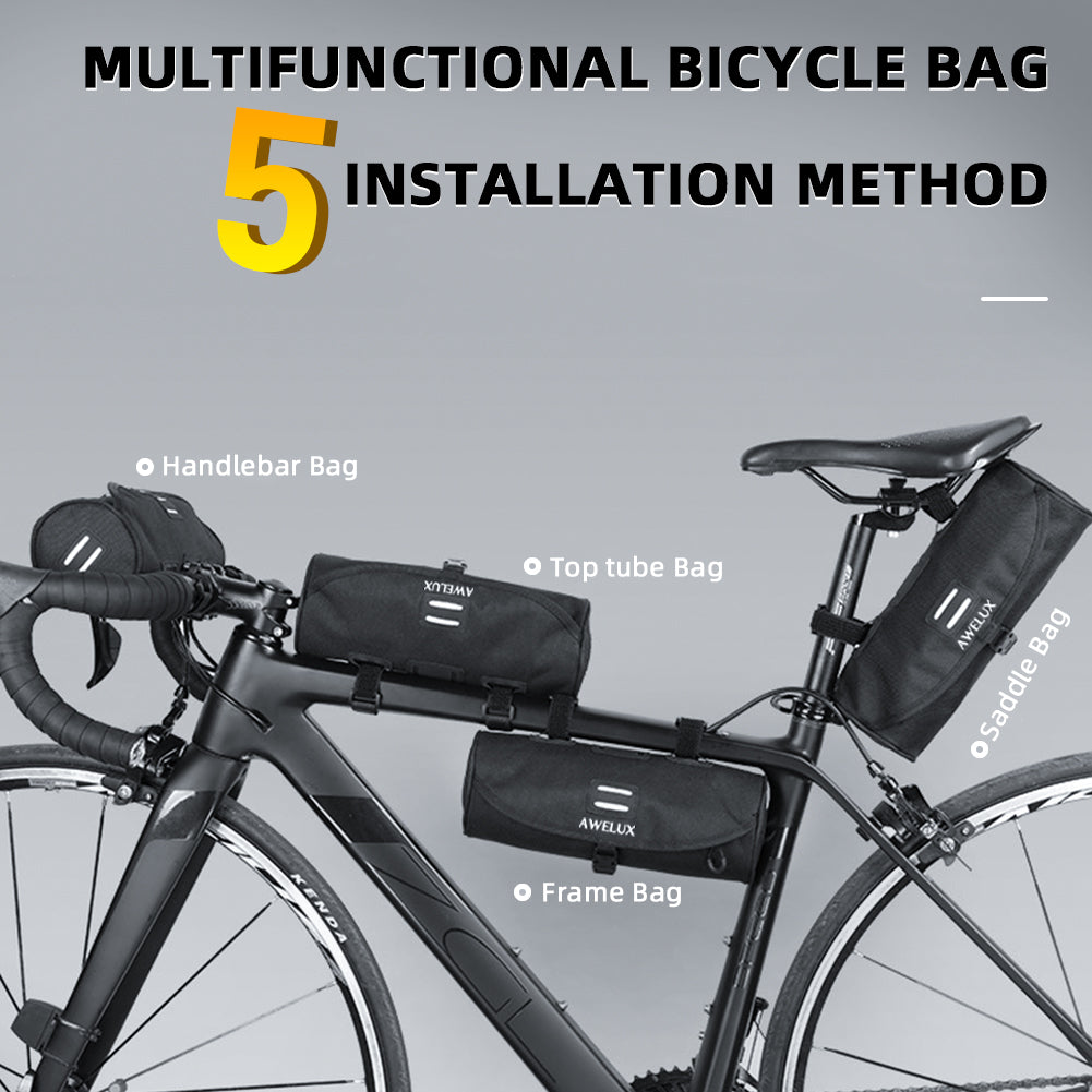 Bike handlebar bag, Multifunctional Waterproof Bike bag, stylish cylindrical bicycle front Handlebar bag,bicycle frame crossbar bag mountain bike road bike mini storage bag