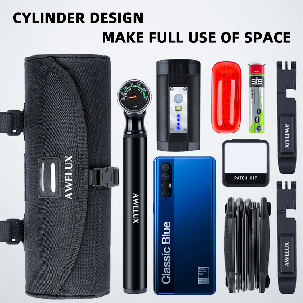 Bike handlebar bag, Multifunctional Waterproof Bike bag, stylish cylindrical bicycle front Handlebar bag,bicycle frame crossbar bag mountain bike road bike mini storage bag